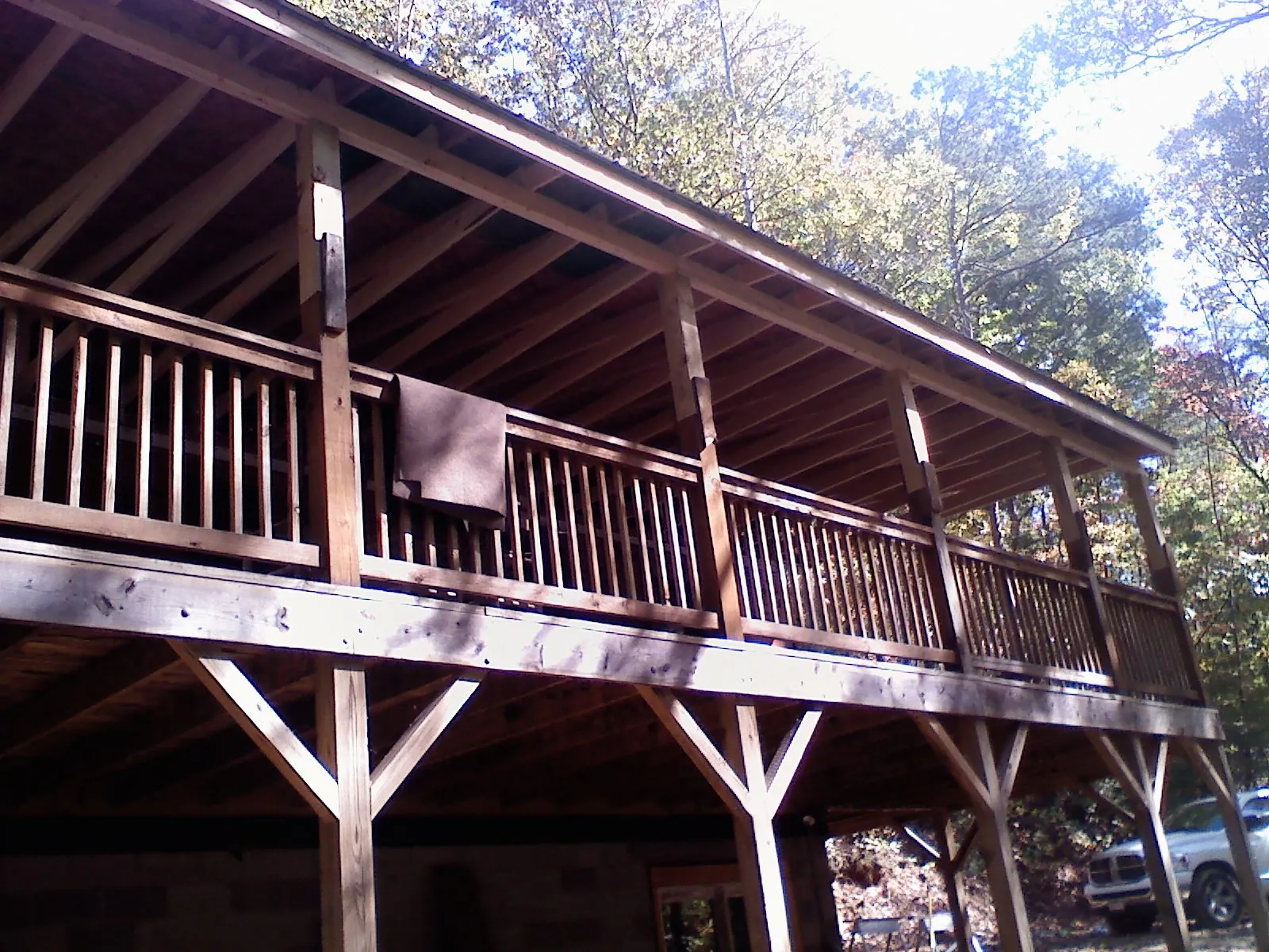 Timber framing under a new elevated porch and deck — Roof Leak Repair in Piedmont by Roofing Brothers